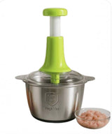 2L Manual Food Chopper – Stainless Steel Push Chopper for Vegetables, Onions and Herbs