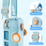 Car Straw Water Cup 1000ml Portable Bus Water Bottle with Shoulder Strap - Saveom