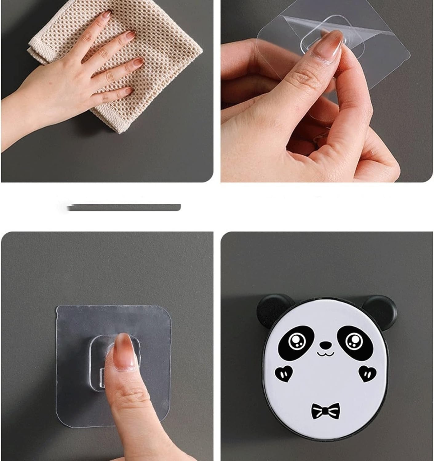 Wall Mounted Cute Panda Soap Dish Holder  – Punch-Free Plastic Soap Box Rack for Bathroom & Kitchen Storage (Random color)
