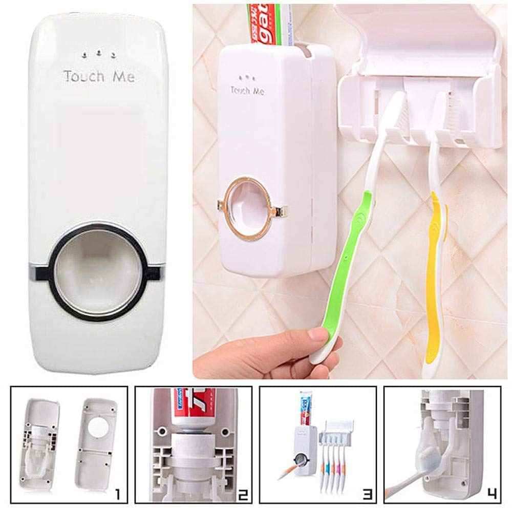 Automatic Toothpaste Dispenser With Toothbrush Holder - Wall Mounted Bathroom Accessory