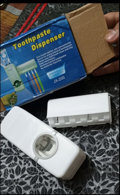 Automatic Toothpaste Dispenser With Toothbrush Holder - Wall Mounted Bathroom Accessory