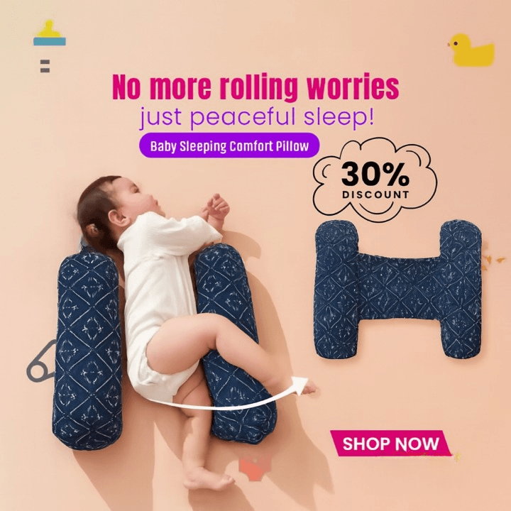 Soft Baby Sleeping Pillow With Neck Support - Comfortable Newborn Head & Neck Protection Printed Sleep Cushion