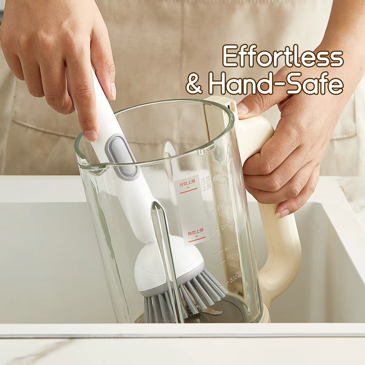 Kitchen Cleaning Brush with Adjustable Handle and Refillable Soap Dispenser for Dishes, Pans and Pots (Random Colour)