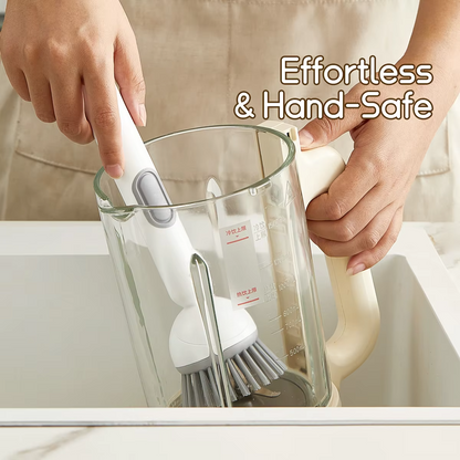 Kitchen Cleaning Brush with Adjustable Handle and Refillable Soap Dispenser for Dishes, Pans and Pots (Random Colour)