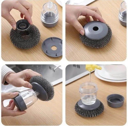 Kitchen Soap Dispensing Palm Brush with PET Bristles