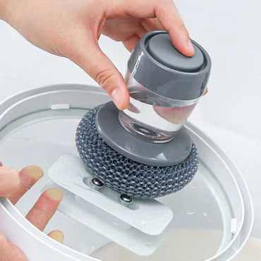 Kitchen Soap Dispensing Palm Brush with PET Bristles