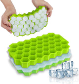 Silicone Ice Cube Tray With Lid – 36-Cube Honeycomb Shape Ice Mold and Freezer Cover (Random Color)
