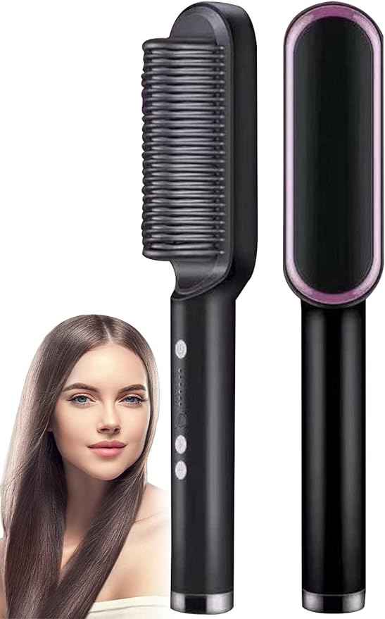 2-in-1 Hair Straightener And Curling Comb Brush Styler