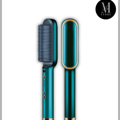 2 in 1 Electric Hair Straightener and Curling Comb Brush – Dual-Purpose Professional Hair Styler with Non-Damaging Splint (Random Color)