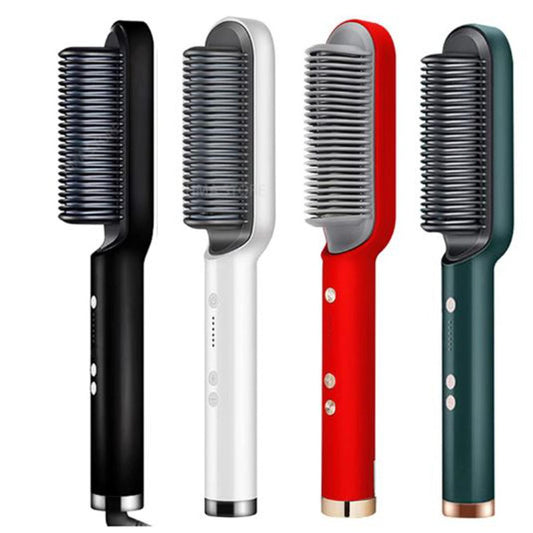 2 in 1 Electric Hair Straightener and Curling Comb Brush – Dual-Purpose Professional Hair Styler with Non-Damaging Splint (Random Color)