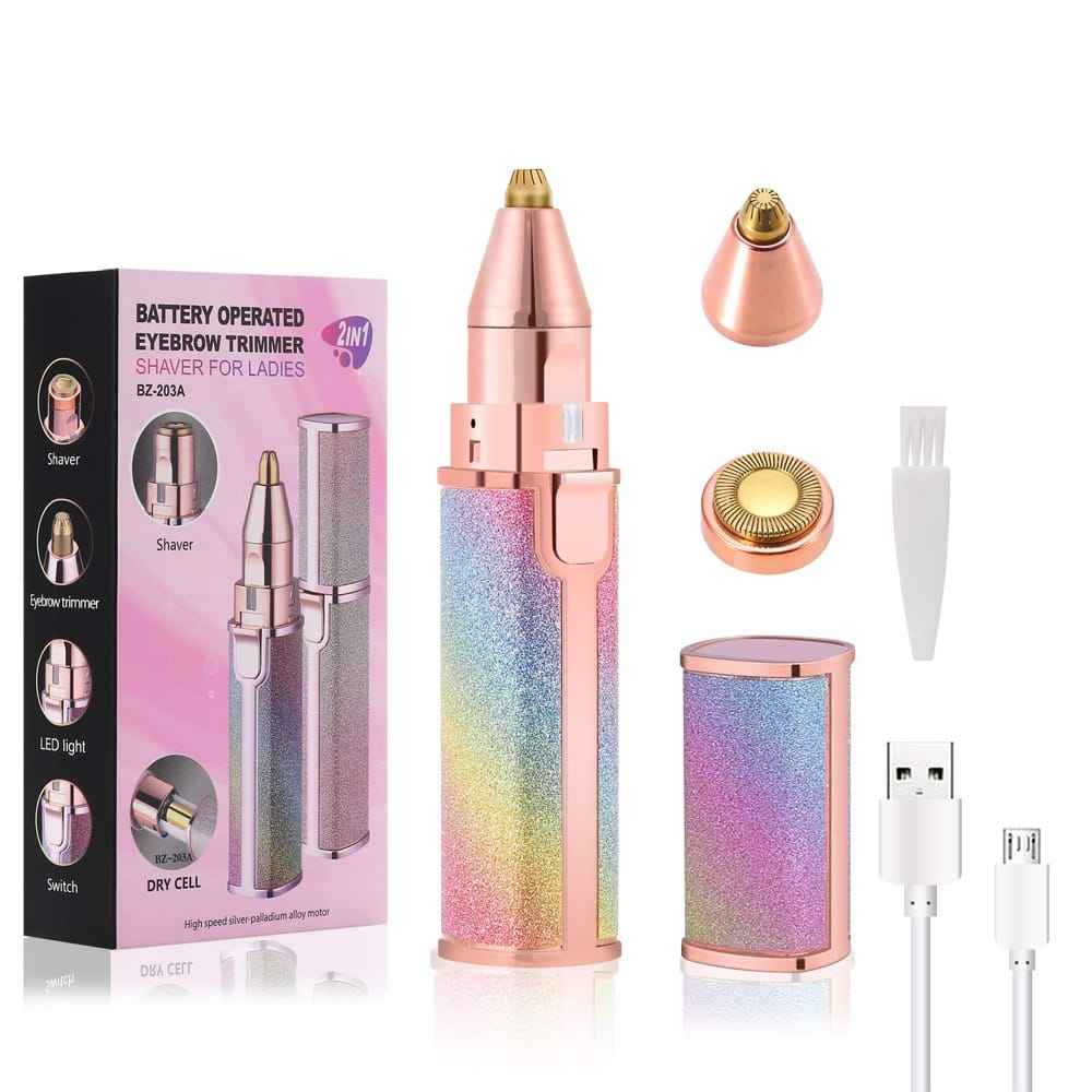 2-in-1 Electric Eyebrow Trimmer and Facial Hair Shaver for Women – Rechargeable Precision Hair Remover