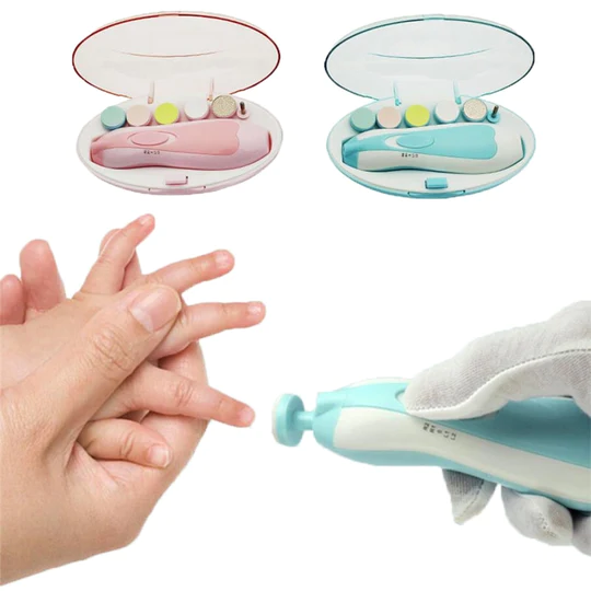 Premium 6-in-1 Electric Baby Nail Trimmer Set – Safe Infant Nail Filer and Clipper Alternative Kit with Storage Case (Random Color)