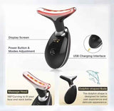 Neck Lifting and Tightening Massager – EMS Microcurrent Face and Neck Device with LED Light