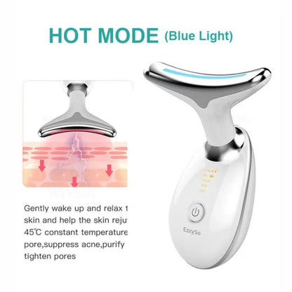 Neck Lifting and Tightening Massager – EMS Microcurrent Face and Neck Device with LED Light