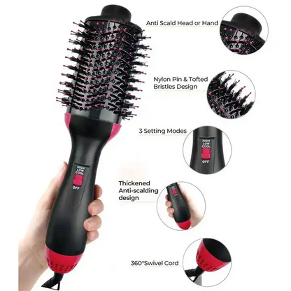 One Step Hot Air Brush 4 In 1 – Hair Dryer, Straightener, Curler and Volumizer for Smooth Shiny Hair