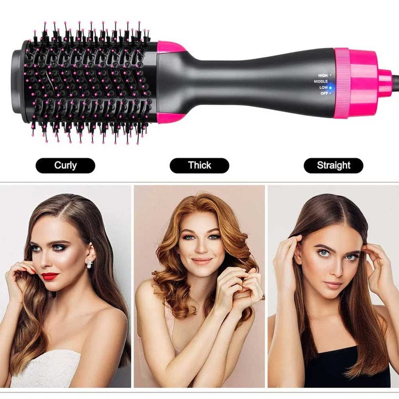 One Step Hot Air Brush 4 In 1 – Hair Dryer, Straightener, Curler and Volumizer for Smooth Shiny Hair