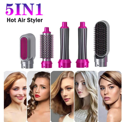 5 In 1 Electric Hair Dryer Brush – Blow Dryer, Hair Comb, Curling Wand, Straightener and Volumizer with Negative Ion Technology