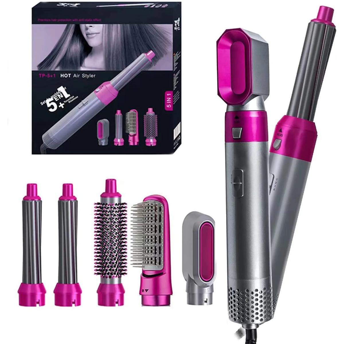 5 In 1 Electric Hair Dryer Brush – Blow Dryer, Hair Comb, Curling Wand, Straightener and Volumizer with Negative Ion Technology