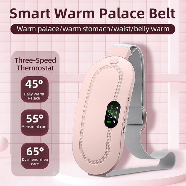 Portable Heating Pad Belt for Women – Electric Abdominal Massager with 3 Heat Levels & 4 Massage Modes - With Box