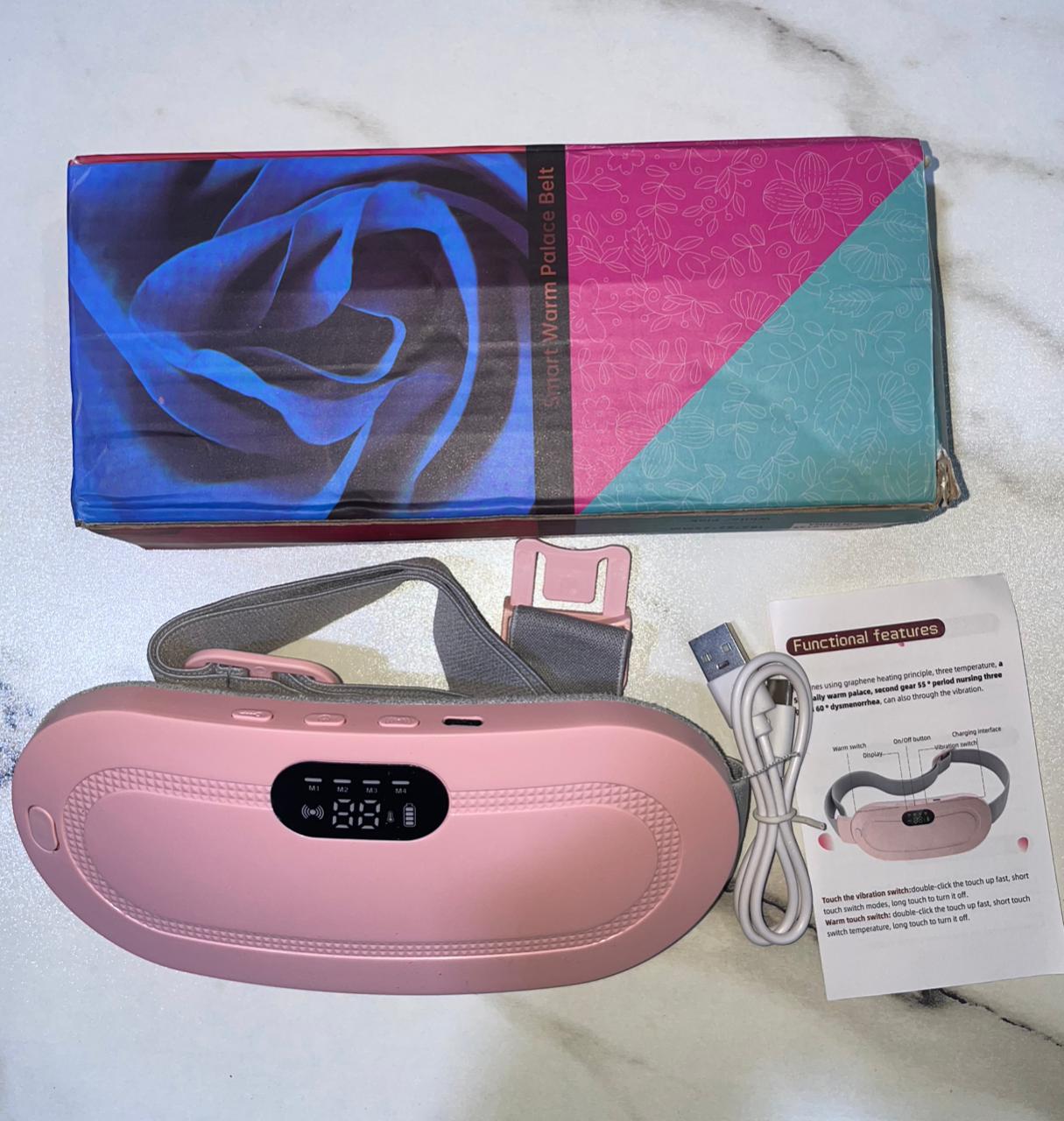 Portable Heating Pad Belt for Women – Electric Abdominal Massager with 3 Heat Levels & 4 Massage Modes - With Box