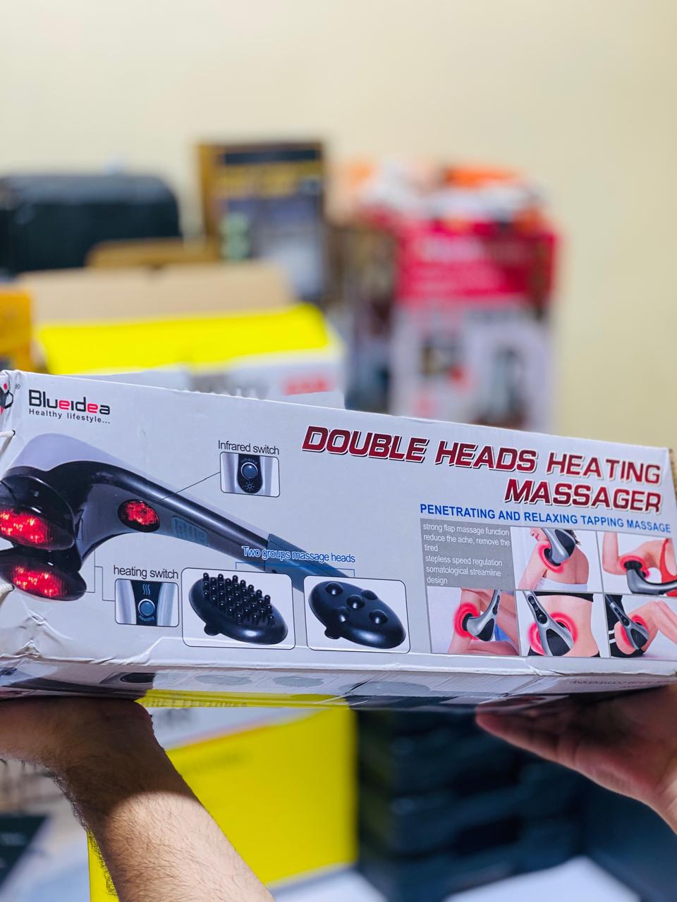 Blue Idea Full Body Handheld Double Head Massager with Infrared Heat Technology for Muscle Relief, Relaxation and Circulation