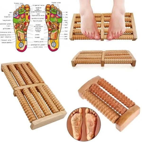 Traditional Wooden Roller Foot Massager – Durable Natural Wood Design for Relaxation, Stress Relief and Improved Blood Circulation