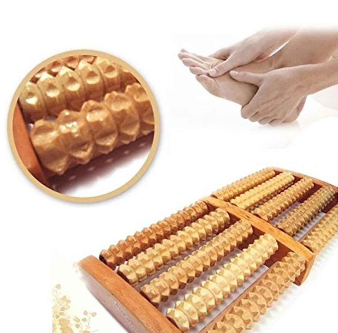 Traditional Wooden Roller Foot Massager – Durable Natural Wood Design for Relaxation, Stress Relief and Improved Blood Circulation