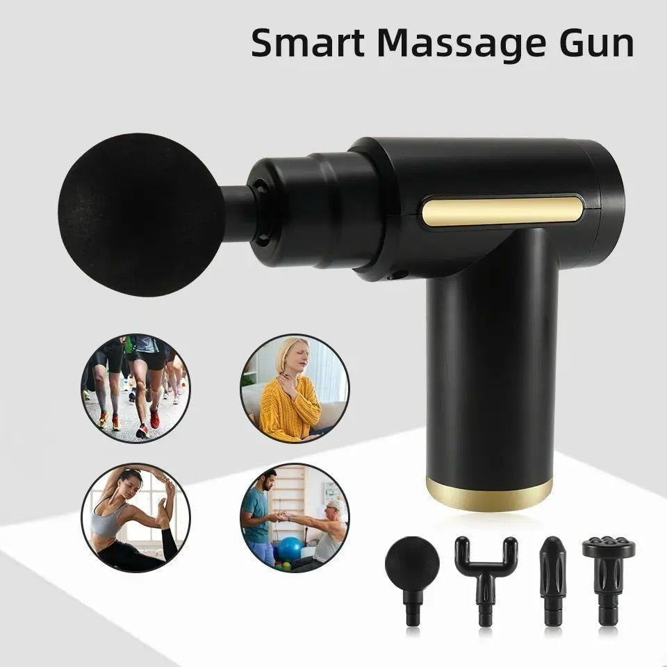 Professional Smart Percussion Massage Gun – High-Intensity Deep Tissue Muscle Massager with 4 Interchangeable Heads