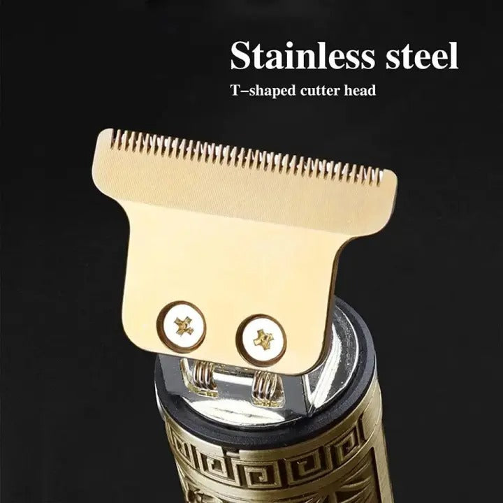 Vintage T9 Metal Body Hair Trimmer for Men – USB Rechargeable Professional Hair Clipper