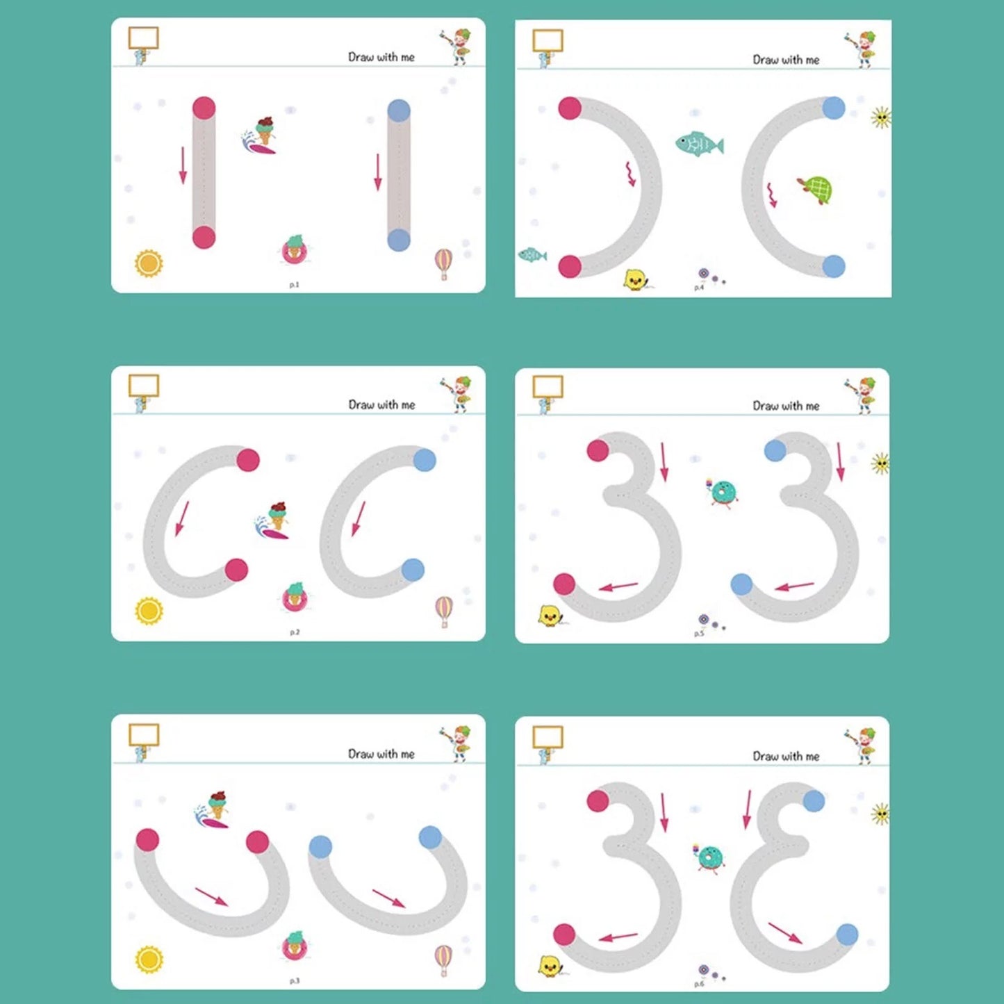 A4 Kids Educational Learning Tracing Book – 64 Pages Dot-to-Dot Activity Workbook with 2 Markers