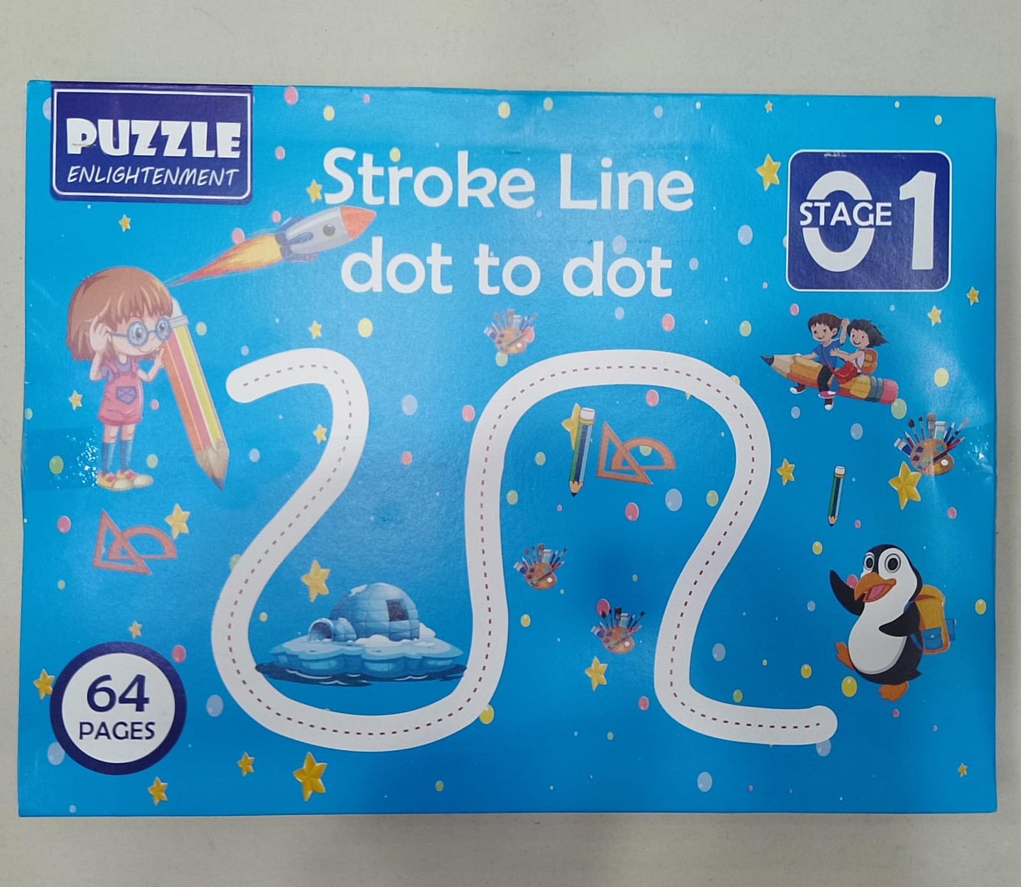 A4 Kids Educational Learning Tracing Book – 64 Pages Dot-to-Dot Activity Workbook with 2 Markers