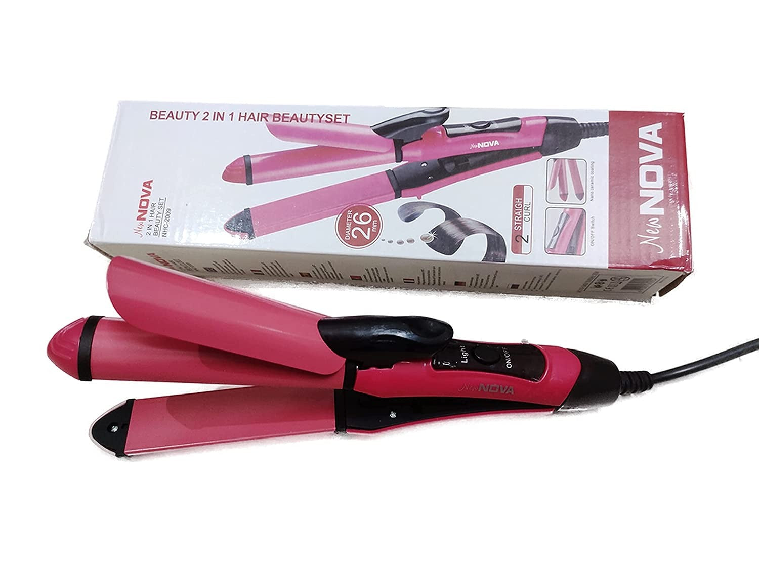Nova 2 In 1 Hair Straightener and Curler – Model NHC-2009 Professional Styling Tool
