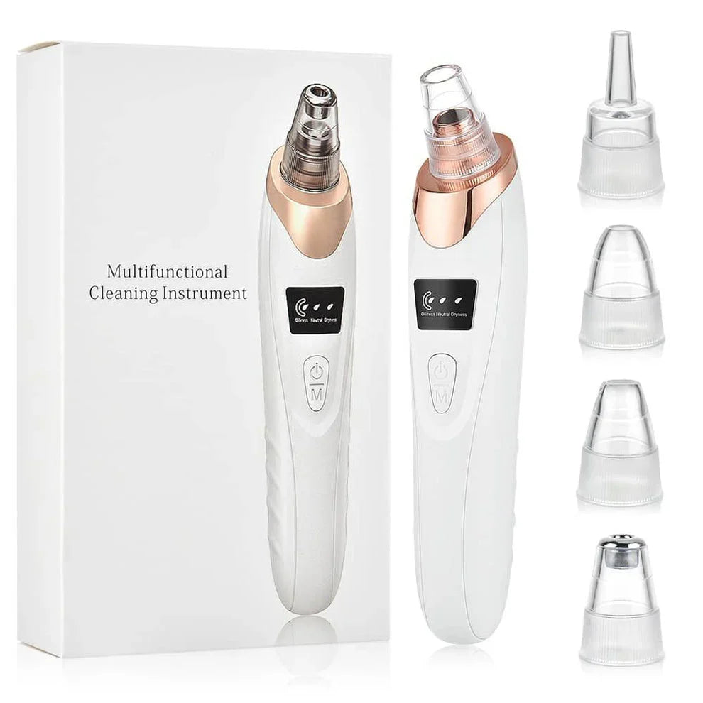 5 In 1 Blackhead Remover Machine – Rechargeable Face Vacuum Suction Tool with 5 Interchangeable Heads