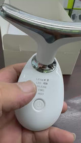 Neck Lifting and Tightening Massager – EMS Microcurrent Face and Neck Device with LED Light